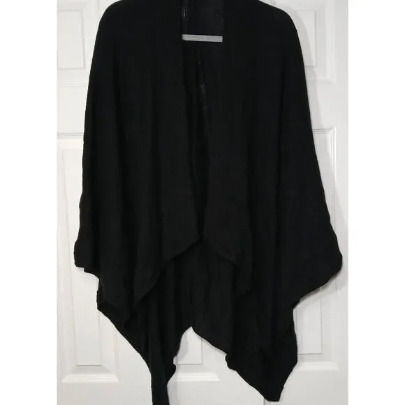 Womens xl one size fits all 100% cashmere lightweight poncho black throw shawl - Picture 4 of 8